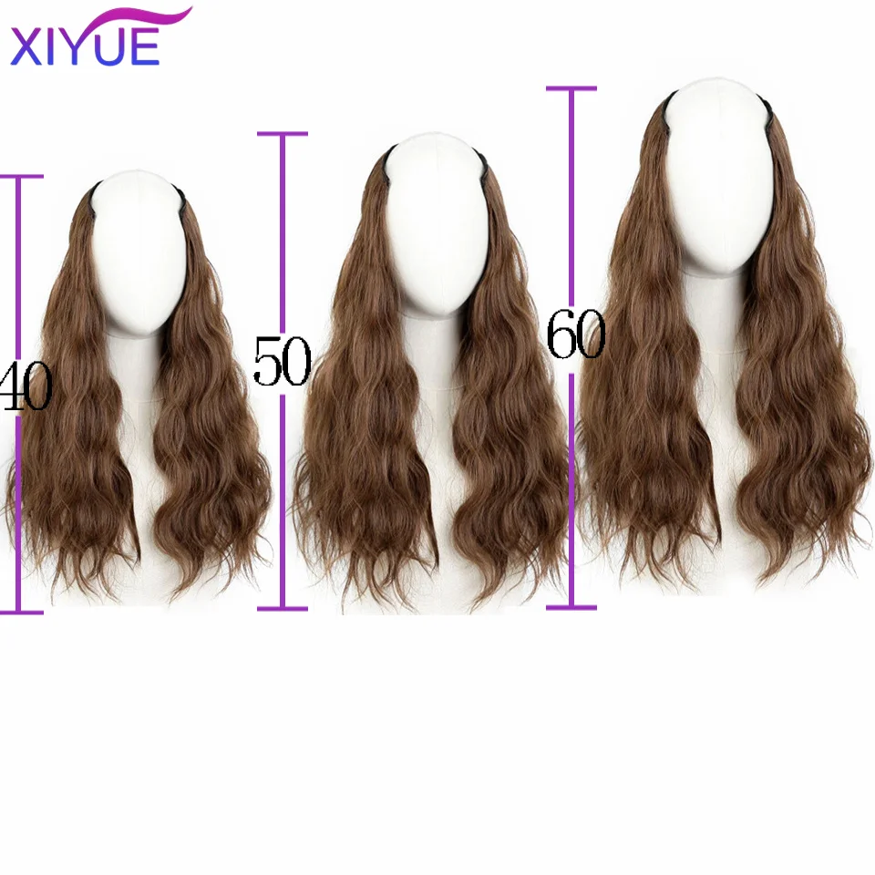 XIYUE  wig women's long curly hair one piece seamless invisible hair extension piece V-shaped large wave curly hair wig piece
