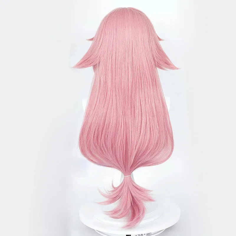 Simulated Scalp Yae Miko Cosplay Wig Genshin Impact Cosplay Yae Miko Wig Pink Heat Resistant Hair Party Woman Wigs