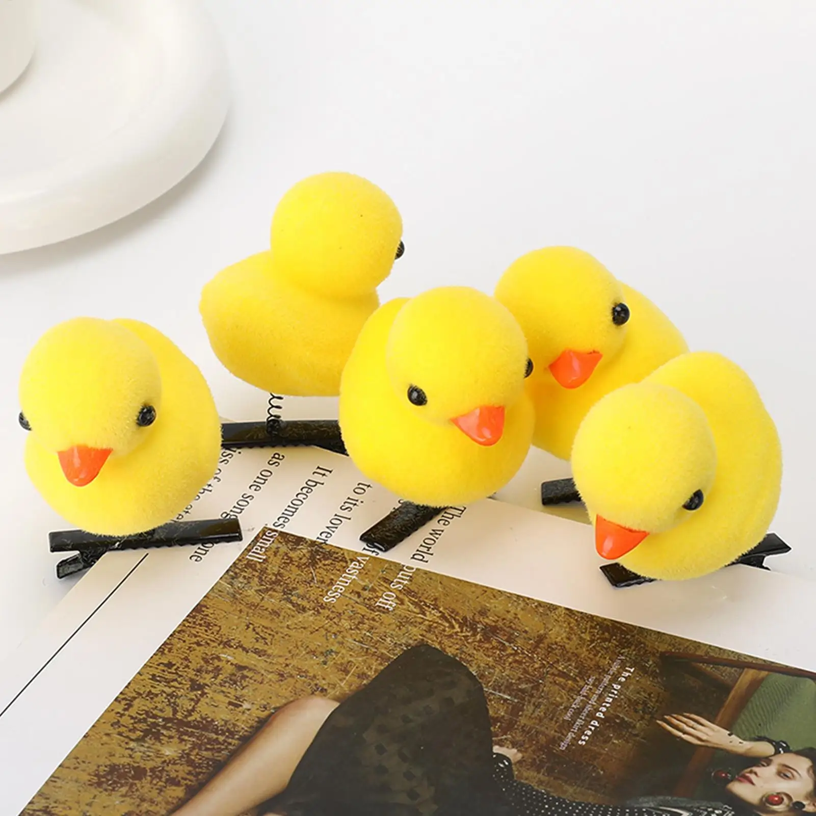 10Pcs/Lot Cartoon Funny And Cute Children 3D Little Yellow Duck Hairpin Fashion DIY Clip Accessories Party Gifts
