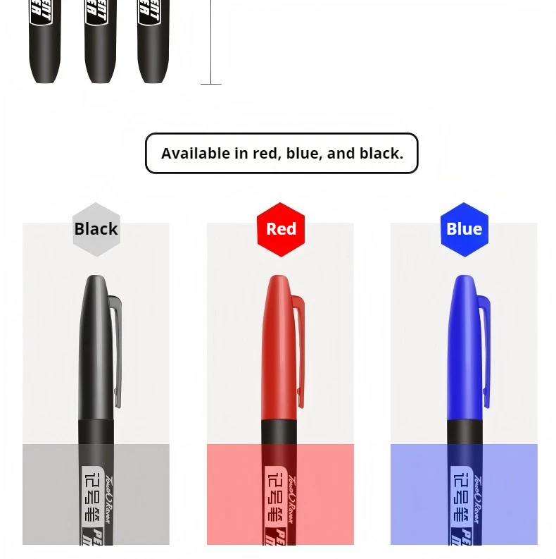10/100 Stück Permanentmarker, 1,5 mm, wasserdicht, dünne Spitze, rohe Tinte, schwarz, blau, rot, Markierungsstifte für Büro, Schulbedarf – Detail 3