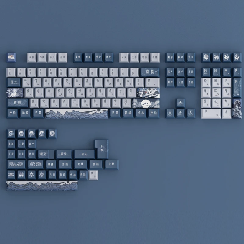Chaves Conjunto Estilo Chinês Sonho Dunhuang Keycaps Pbt Tintura Sublimação Chave Tampões Cherry Perfil Keycap para 61 64 68 84 96 980 140 - Imagem 2