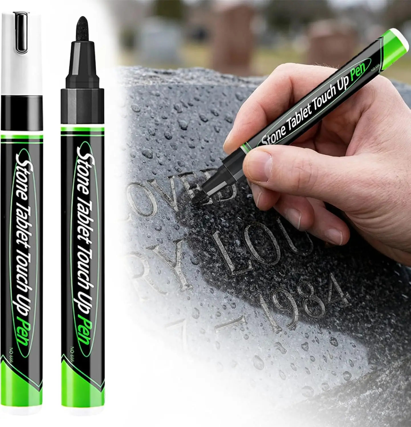 Grabstein-Markierstift Steinbeschriftungsstift zur Wiederherstellung Verblasster Grabinschriften Wasserfest Starke Abdeckung für Grabsteinbuchstaben – Detail 1