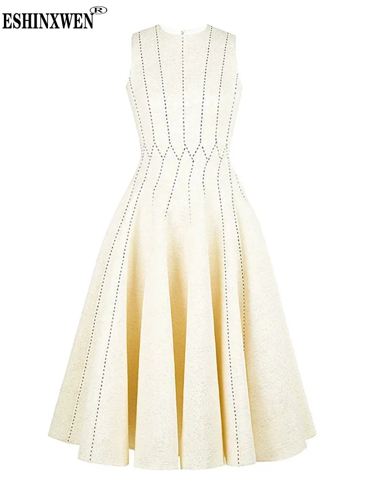 

Eshin Round Collar Sleeveless Solid Color A Line Dress For Women 2024 Spring Fashion Female New Elegant Party Dresses TH6388