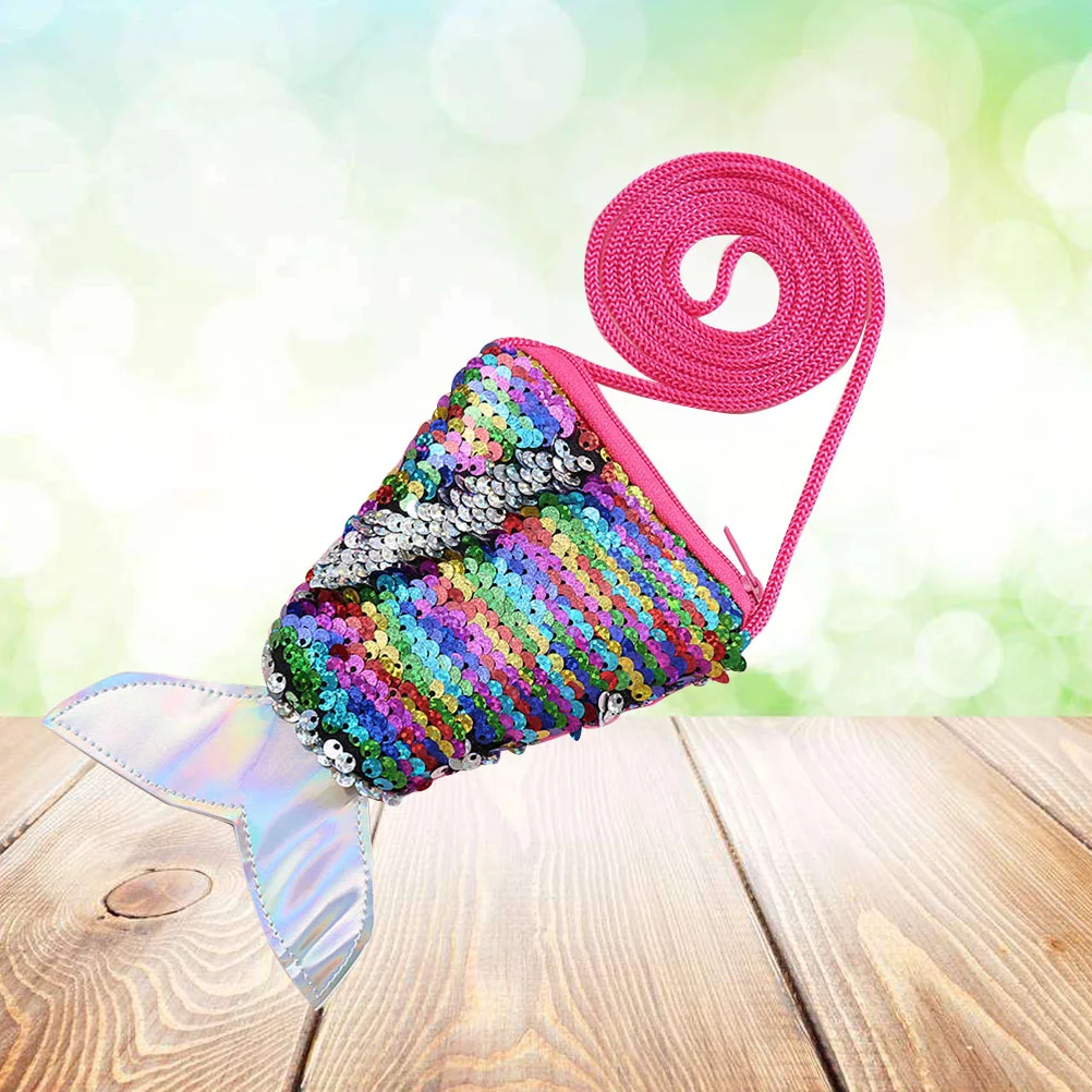 Women Mermaid Tail Sequins Coin Purse Girls Crossbody Bags Sling Money Change Holder Purse Bag Pouch For Gifts (Multicolor)