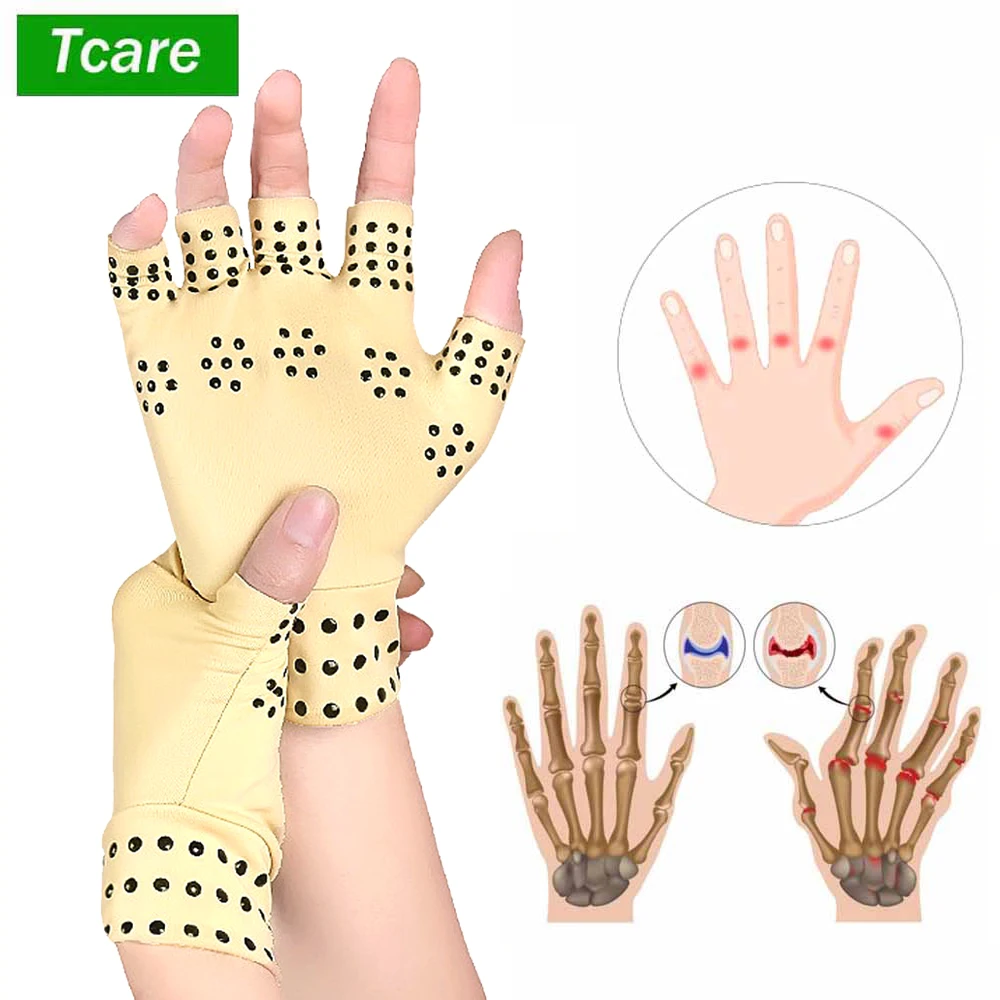 Tcare 2pcs/pair Therapy Fingerless Gloves Arthritis Pain