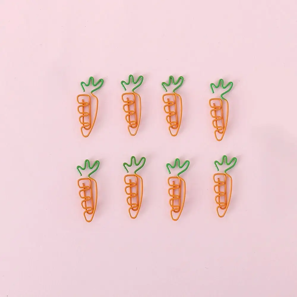 5pcs Kawaii 당근 모양의 당근 종이 클립 바인더 클립 메모 클립 당근 금속 북마크 과일 오렌지 문구