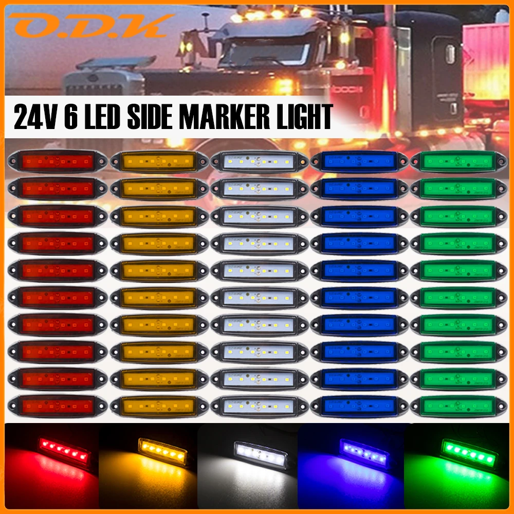 

5 / 10pcs 24V 6 Светодиодные автомобильные светильники наружные фонари боковые указатели прицепные огни задние боковые огни Автобусы Автобусы Грузовики 24V Автомобильные огни