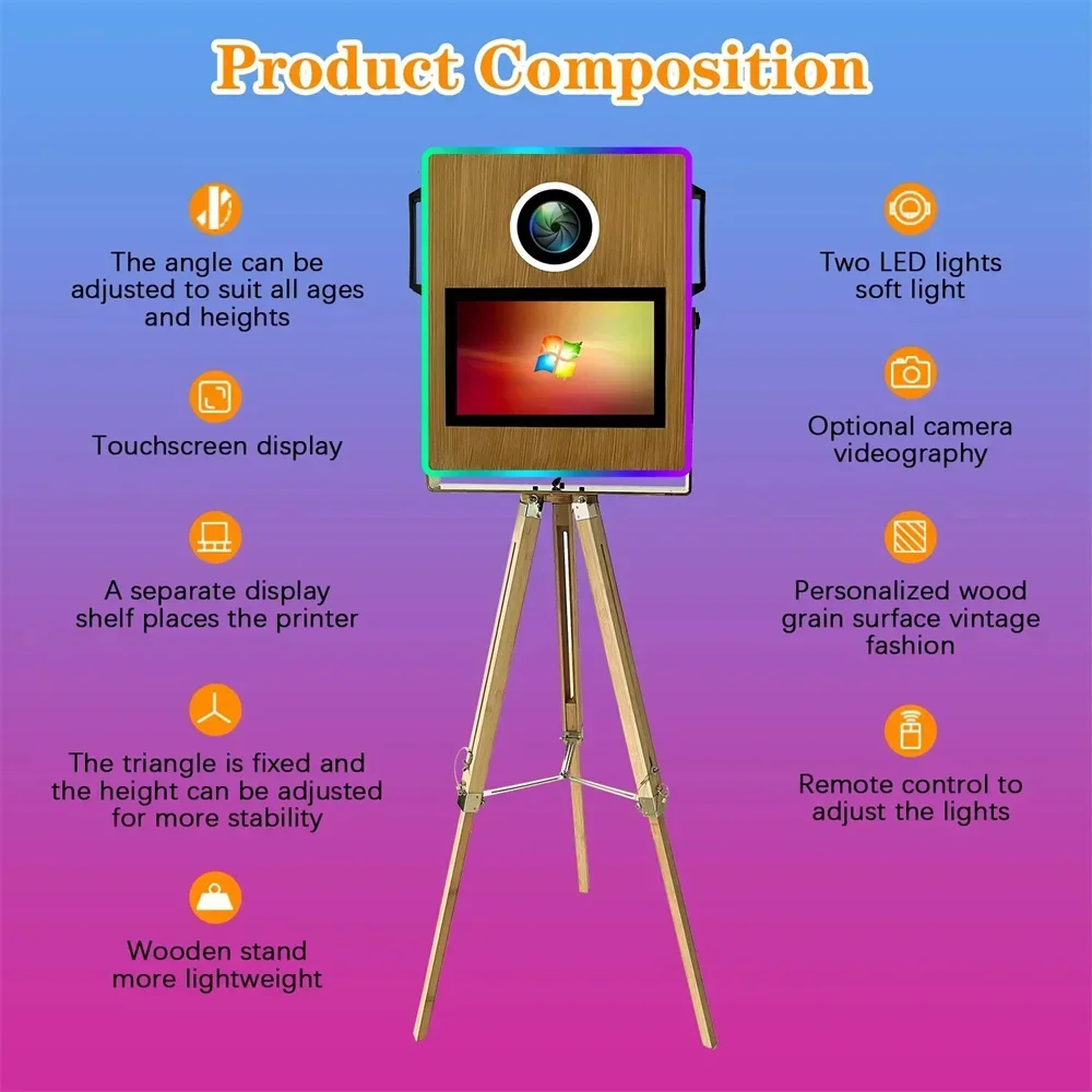 Portable Magic Mirror Photo Booth 15.6 inch Touch Screen DSLR Photobooth Machine with Flight Case for Wedding Party Rental S3494d47f72114bb4918ff3b4ced3a7beh