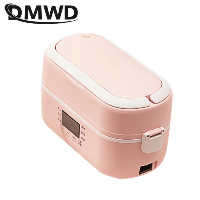 DMWD Electric Lunch Box 1/2L Rice Cooker Egg Steamer Portable Office Warmer Food Container Cooking Machine Ceramic Liner 220V