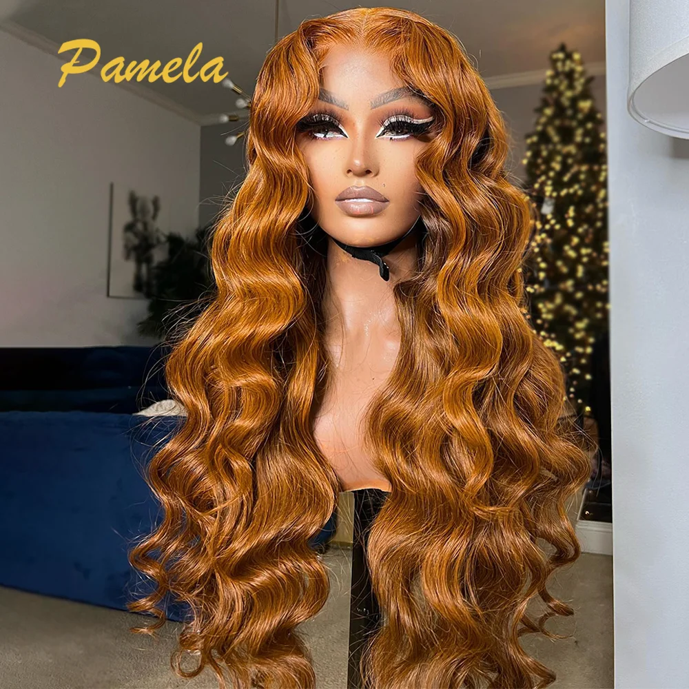 

13x6 Ginger Orange Loose Wave Glueless Lace Front Human Hair Wigs 250% Density Transparent Lace Frontal Wigs For Women