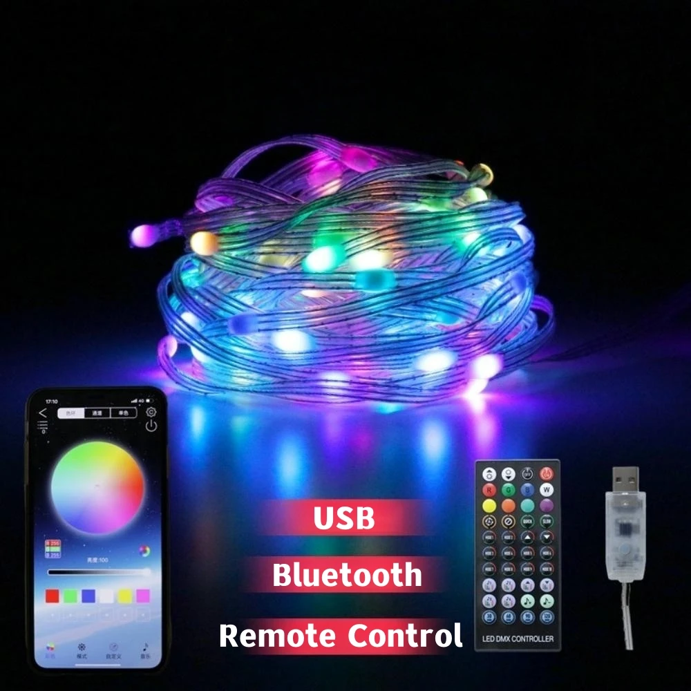 

20M USB Bluetooth Music LED Light String RGB Addressable Waterproof DIY Fairy Lamp With 40Keys Remote Control
