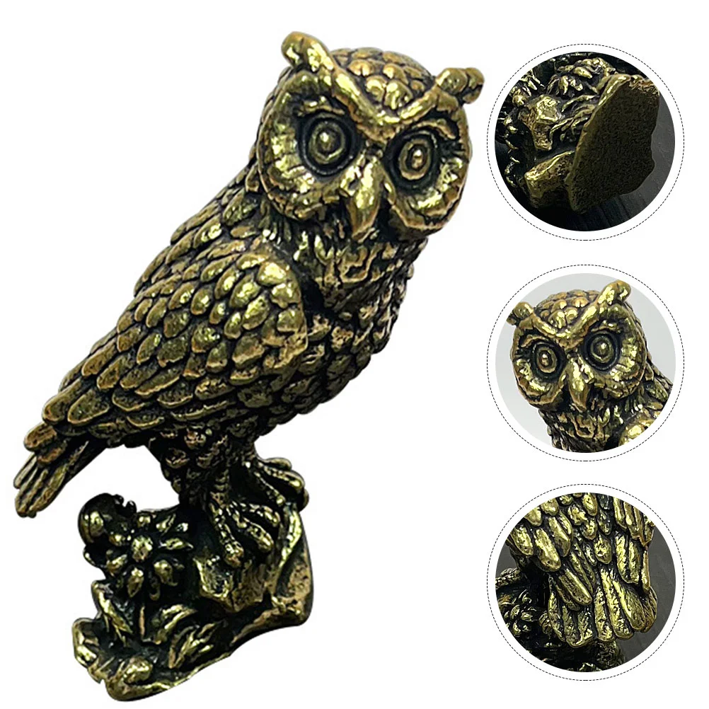 

Brass Owl Statue Retro Brass Owl Figurine Animal Sculpture Animal Ornament for Gift