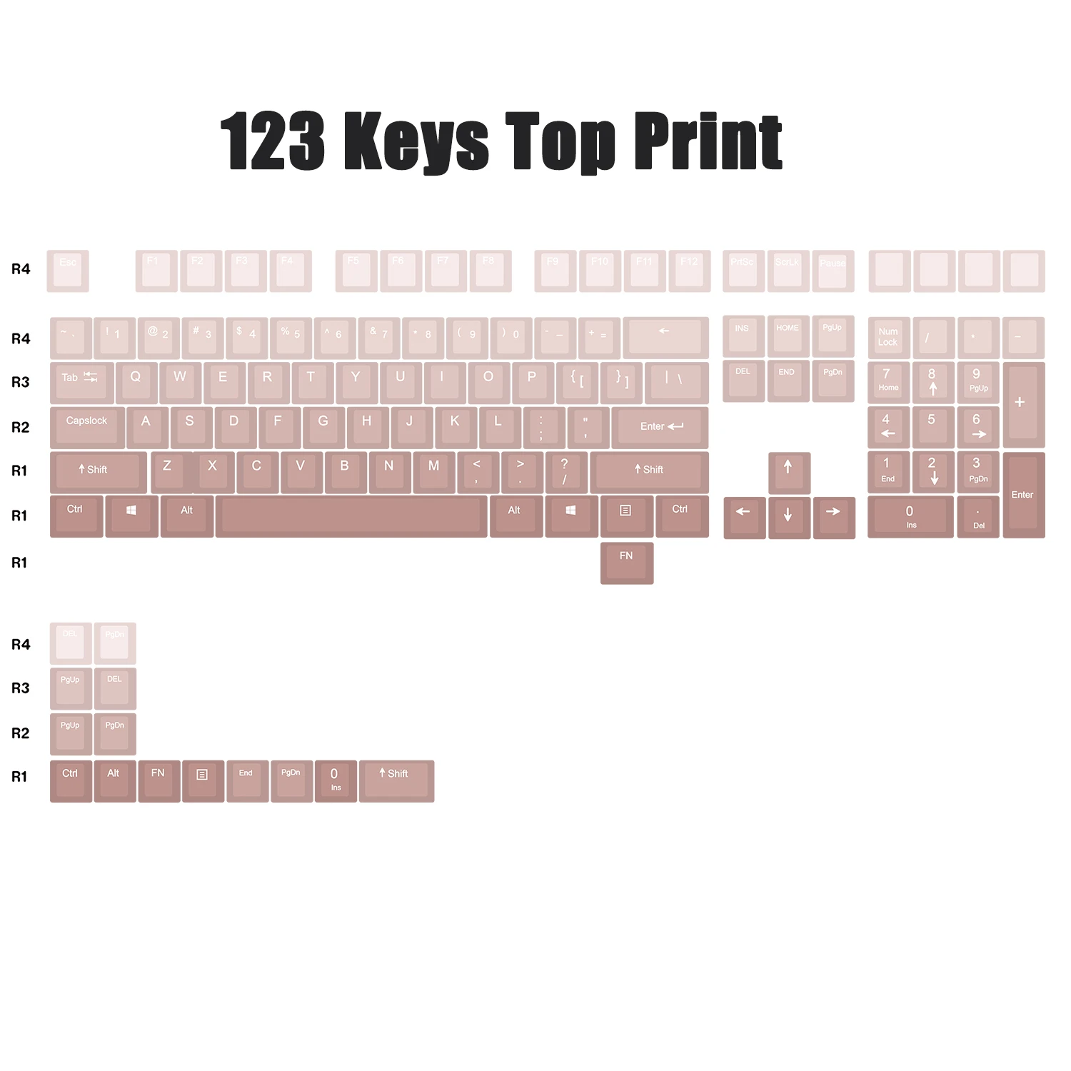 OEM, retroiluminado, transparente, PBT, lado, Top Print, GK61, 68, 87, 104