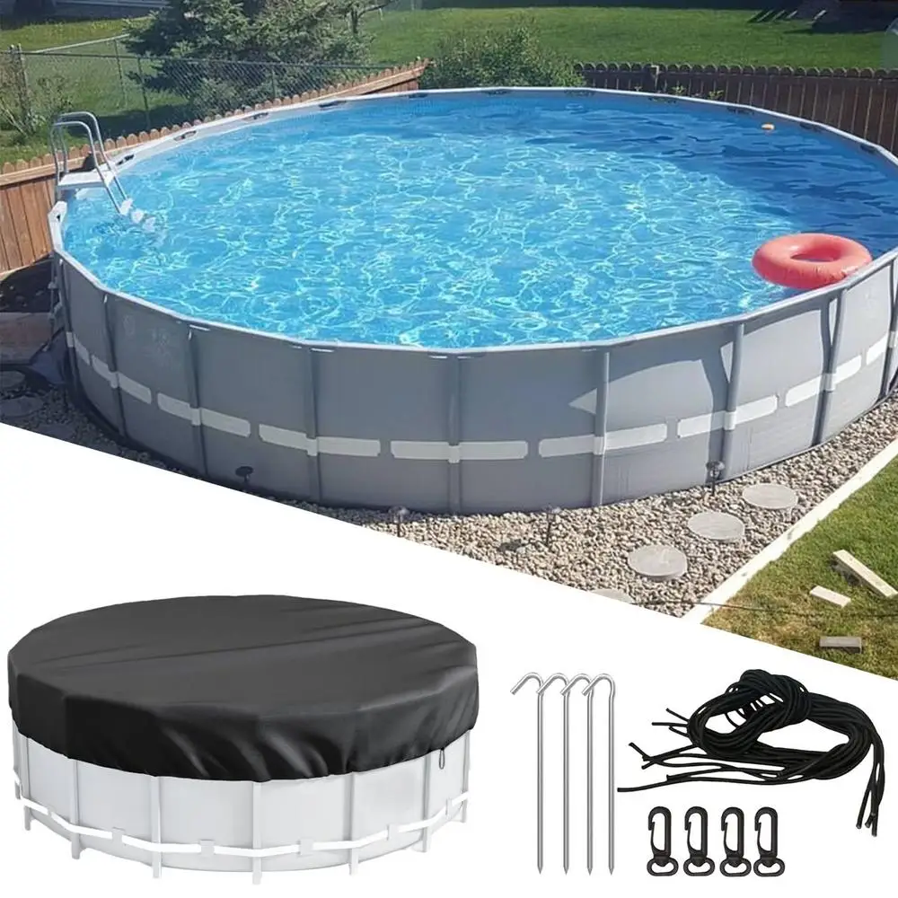 8/10/12FT Round Swimming Pool Covers ForAbove Ground Pools Hot Tub Cover Solar Covers Heavy Duty Tear Resistant Pool Cover