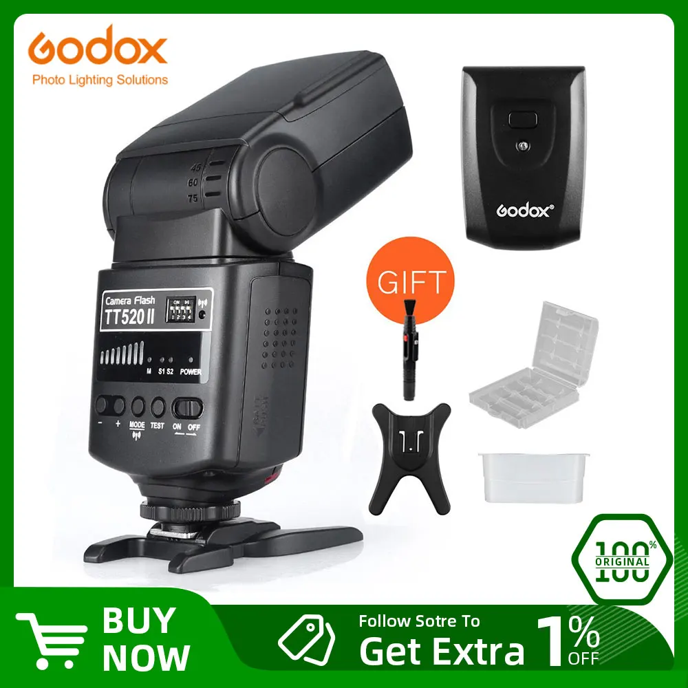Godox Camera Flash TT520II with Buildin 433MHz Wireless Signal for