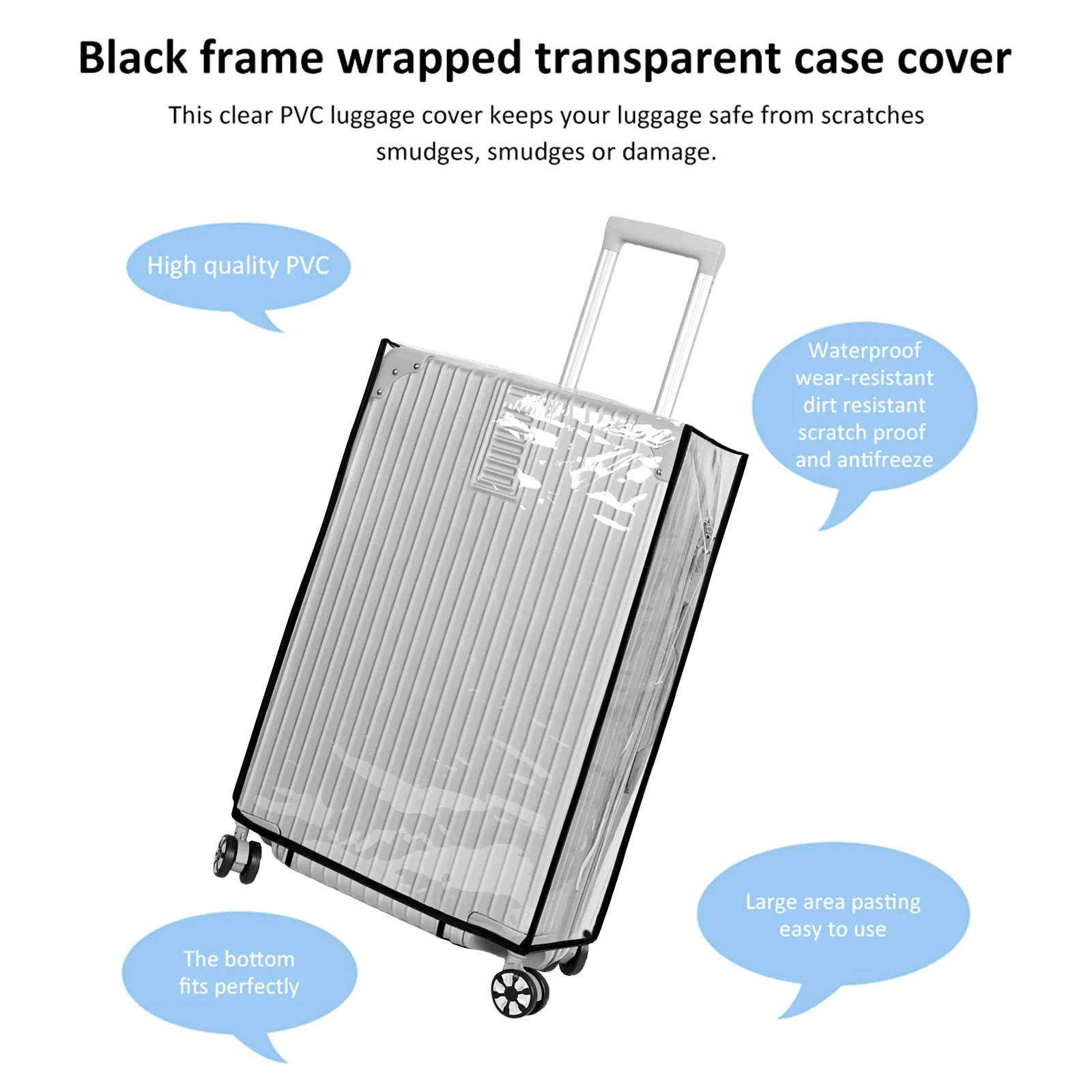 3Pcs PVC Luggage Cover Waterproof Clear Suitcase Cover Reusable Transparent Travel Luggage Protector Wheeled Suitcase Dust