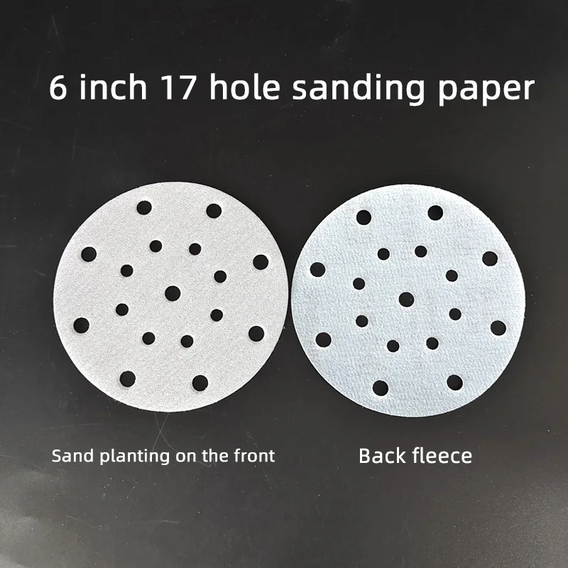 Car Polishing Putty Dry Sandpaper White Sand 6 Inch 17 Hole Grinding