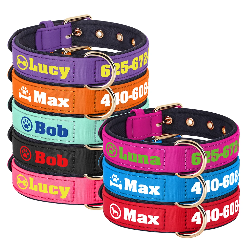 Dog Collar Soft Padded Leather for Medium Large Dogs