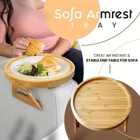 Sofa Tray Table Sofa Armrest Clip-On Tray Natural Wooden Sofa Tray Practical TV Snack Tray for Remote Control Coffee Snacks 1