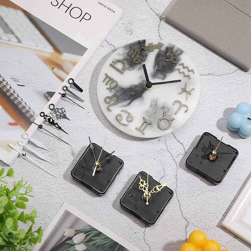 Wall Clock Movement Quartz Clock Movement 5 Pcs Clock Movement Mechanism Parts Silence Quartz DIY Wall Clock with 7 Different Pairs Hands Replacement Kit