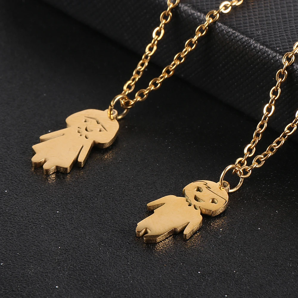 

Cute Stainless Steel Boy Girls Pendant Necklace Short Gold O Chain Collar Scarf Clavicle For Women Lover Couple