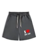 I LOVE MY GF Print Men's Summer Fashionable Drawstring Casual Sports Loose Shorts, Suitable for Sports, Comfortable  Versatile 5