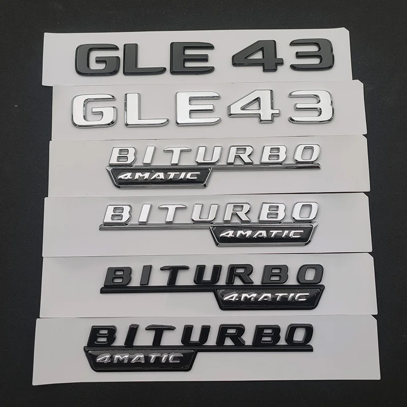 

3d Black Chrome Letters For Car Rear Trunk Fender Badge For Mercedes GLE43 AMG W166 W167 Logo BITURBO 4MATIC Emblem Accessories