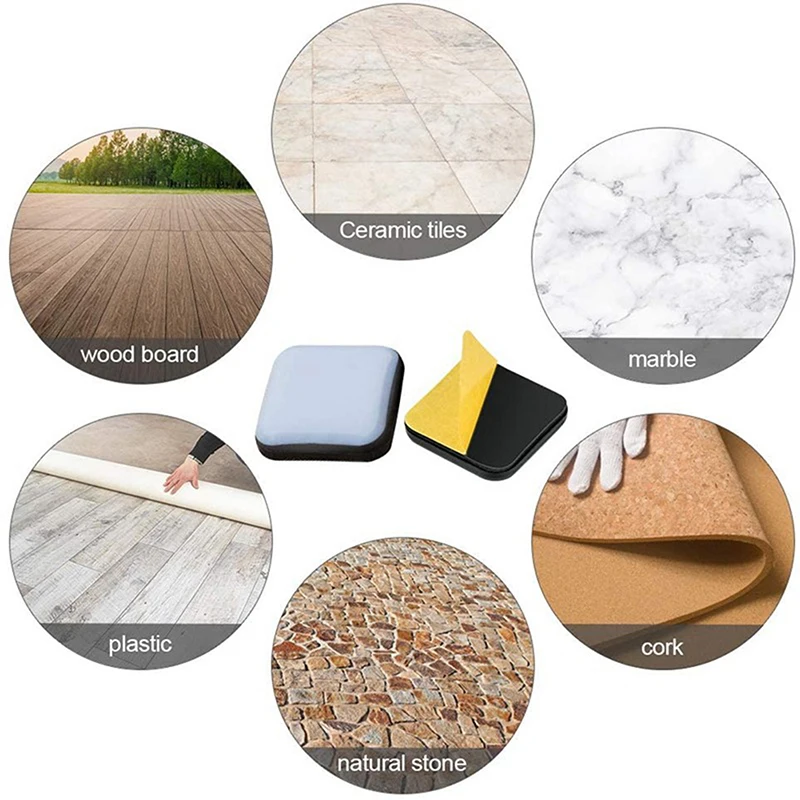 Square Chair Sliders Pads Furniture Rubber Legs Felt Pad Sliders Furniture Accessories Floor Protectors furniture leg pads rubber pads furniture pads 4/8/20pcs