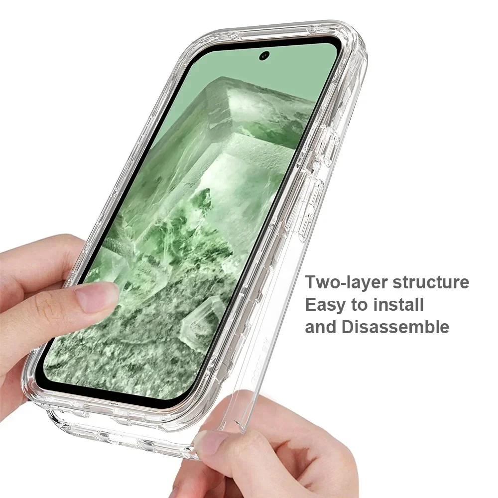 Rugged Armor Shockproof Transparent Phone Case with Hard Plastic Bumper
