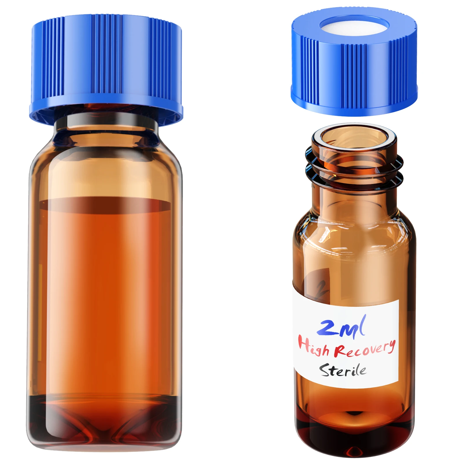 Sterile Vials with Micro-insert Screw Cap, Glass Insert Conical Bottom Shell Vials for Maximum Retrieval,6pcs