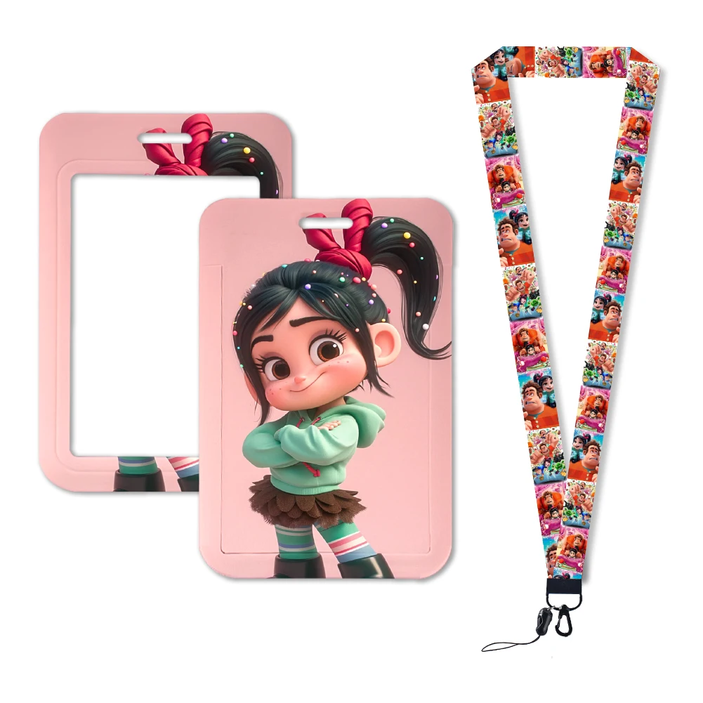 Cute Disney Wreck-It Ralph ID Badge Holder Lanyard Vanellope Cartoon Door Card Holders Neck Strap Girls Boys Keychain Gifts 2