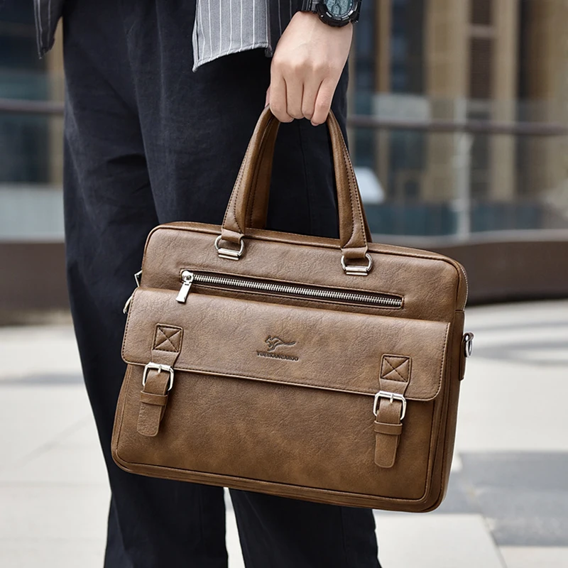 Valigetta In Pelle Uomo 15 Pollici - Borsa Messenger Da Lavoro In Vera Pelle Di Mucca, Marrone, 40x7x30 Cm