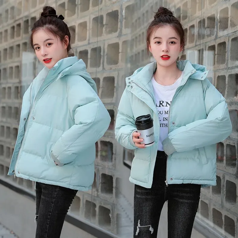 

2023 New Winter Women Parkas Jacket Bread Service Jackets Thick Warm Hooded Cotton Padded Parka Puffer Coat Female Outwear