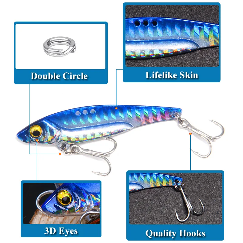 VIB Fishing Lure 8-16g Artificial Blade Metal Sinking Spinner Crankbait Vibration Bait Swimbait Pesca for Bass Pike Perch Tackle