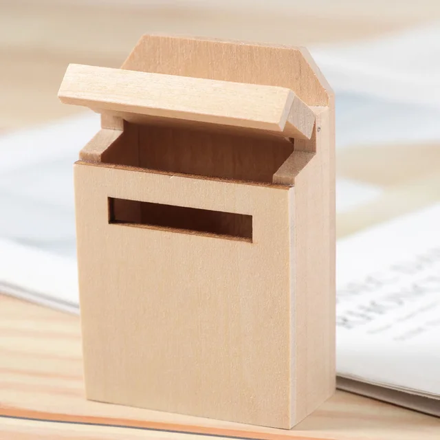 Mini Üres Postafiókmodell Miniatűr Fa Postafiók Ház Barkács Faház - Image 4