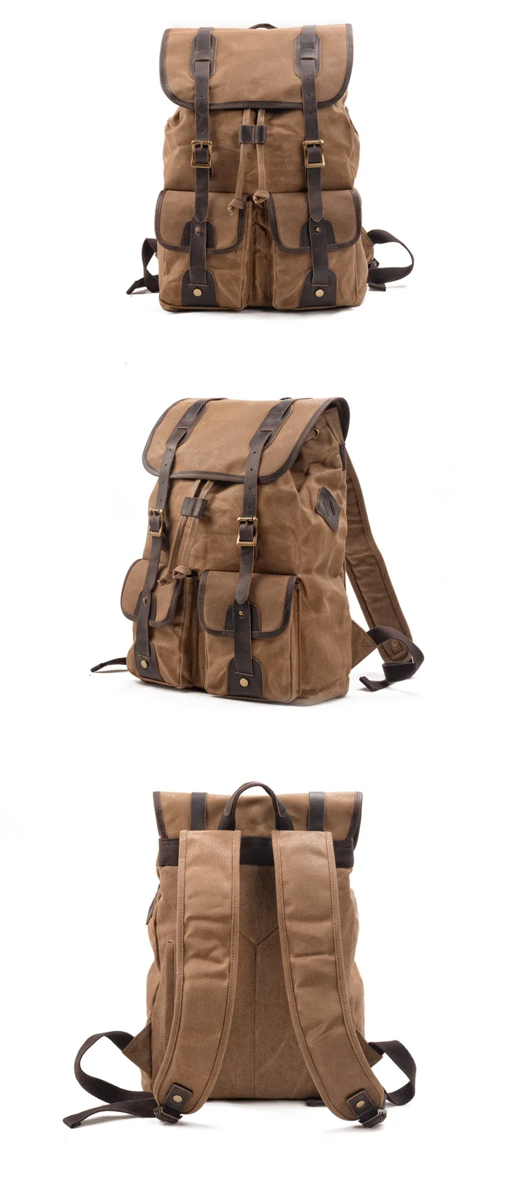 Womens Dark Canvas Backpack Bag Grey, Black