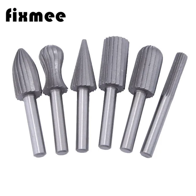 6pcs 1/4 Bearing Steel Rotary Burr Set for Dremel Drill Bits