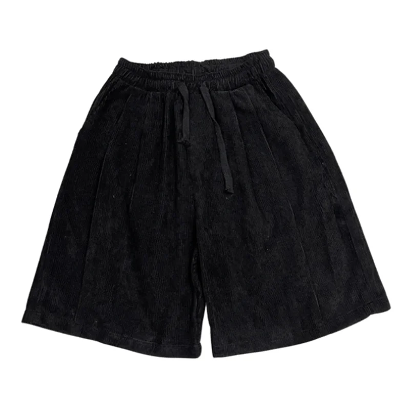 Boy Men Corduroy Straight Shorts Couple Lovers Streetwear Hip Hop Shorts Knee Length Loose Dance Party Club Summer Short Pants