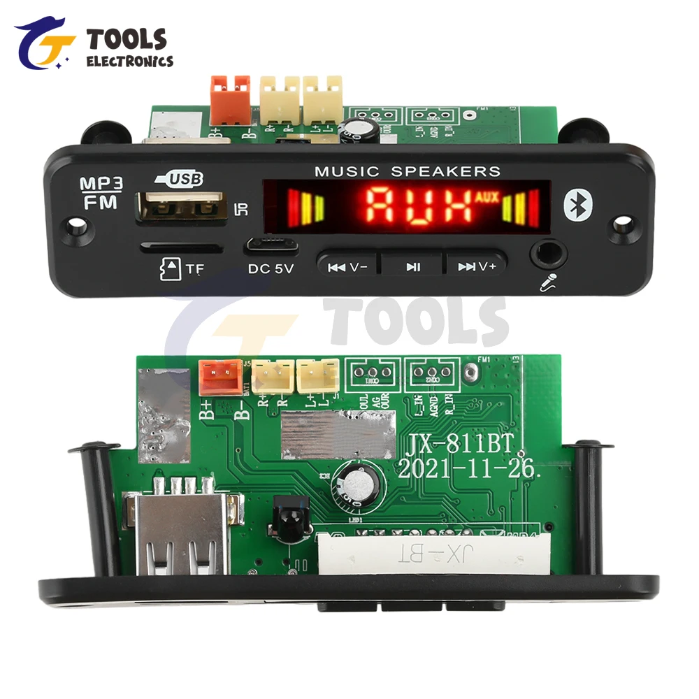 DC 6-18V Mp3 Decoder Board with 2*20W Amplifier Bluetooth 5.0 Car FM Radio Module TF USB Recording Call Lossless Motherboard