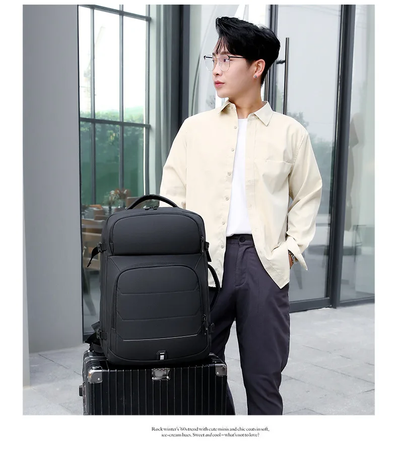 CROSSTEN 40L Large Capacity Expandable Backpacks USB Charging 17 inch Laptop Bags Waterproof Multifunctional Business Travel Bag 6