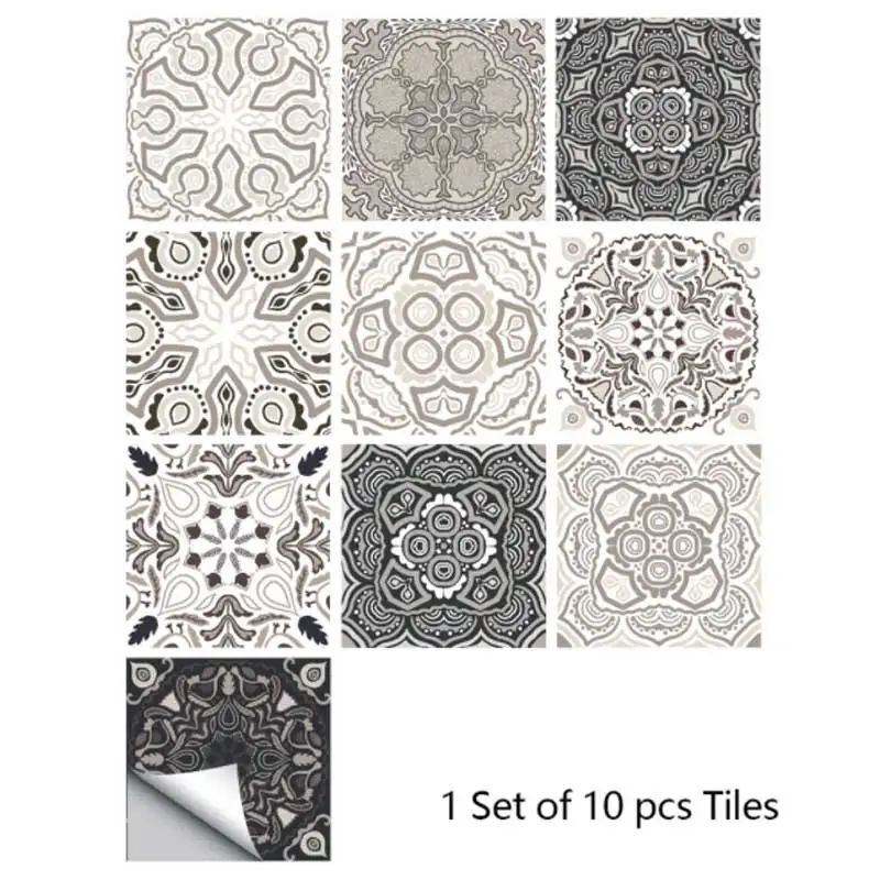 Frosted Matte Film Tile Stickers Kitchen Bathroom Decorative Wall Stickers Waterproof Oil Resistant Wall 10 Pieces