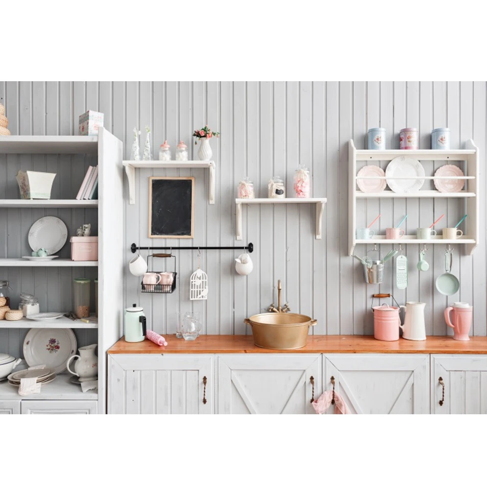 CHNYWORK 8ftx6ft Country House Kitchen Backdrop For Photography Cozy Home Kitchen Area Background For Cooking Party Decor Video Recording Kids Adults Portrait Photo Studio Booth Props Wallpaper