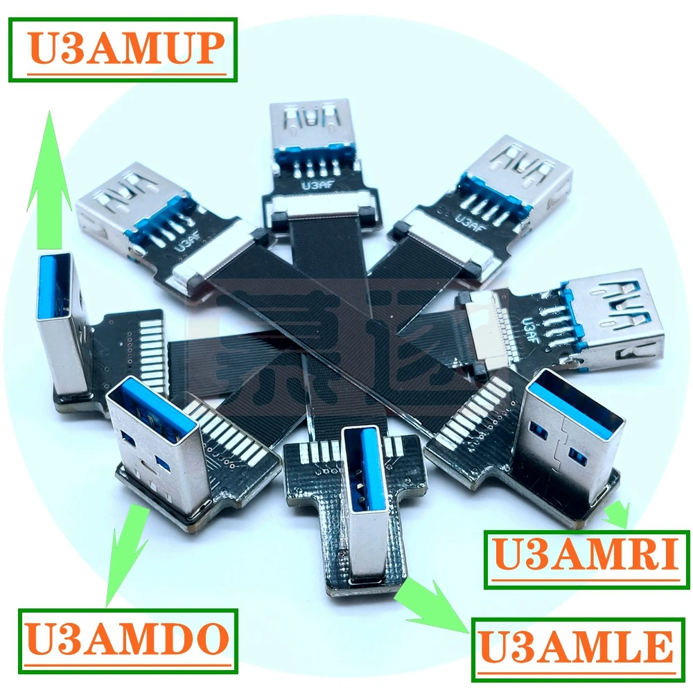 Graus Usb 3.0 2.0 Macho para Fêmea Adaptador Cabo Extensão Ângulo Extensor 5gbps Transmissão Rápida Esquerda Direita up Down Peças 0.3m 90 - Imagem 3