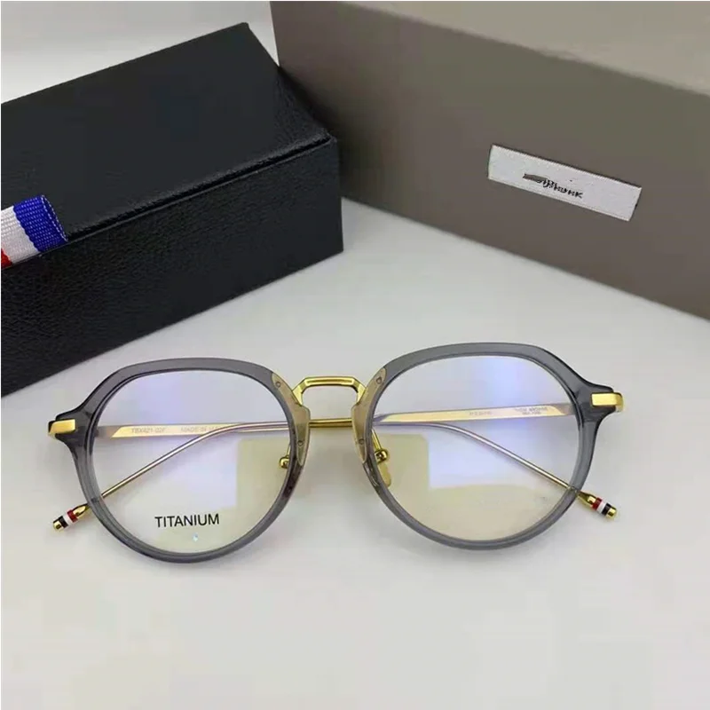 

THOM Brand Designer Titanium Acetate Glasses TBX421 Blue Light Prescription Eyeglasses Frame Retro Round Optical Eyewear