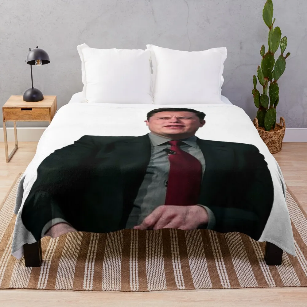 

Elon Musk Throw Blanket Blankets For Sofas Sleeping Bag Flannel Fabric for sofa Dorm Room Essentials Blankets