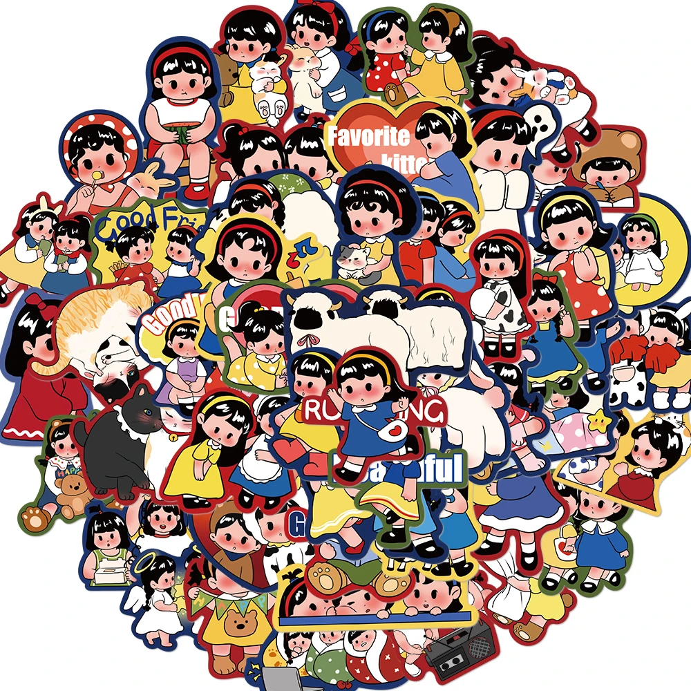 50PCS-Cartoon-Girl-Series-Decals-Adhesive-Stickers-Art-Supplies-Cute ...