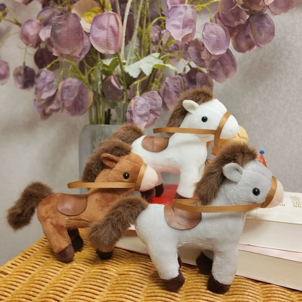 Chinese Style Vintage Pony Keychain Mascot PP Cotton Cartoon Animal Stuffed Comfortable Portable Chinese Horse Keyring