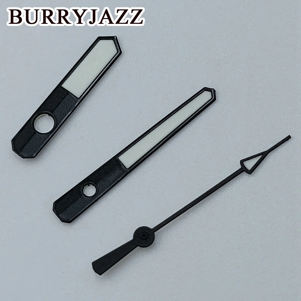 Elegant Silver and Black Watch Hands with Green Luminous Finish