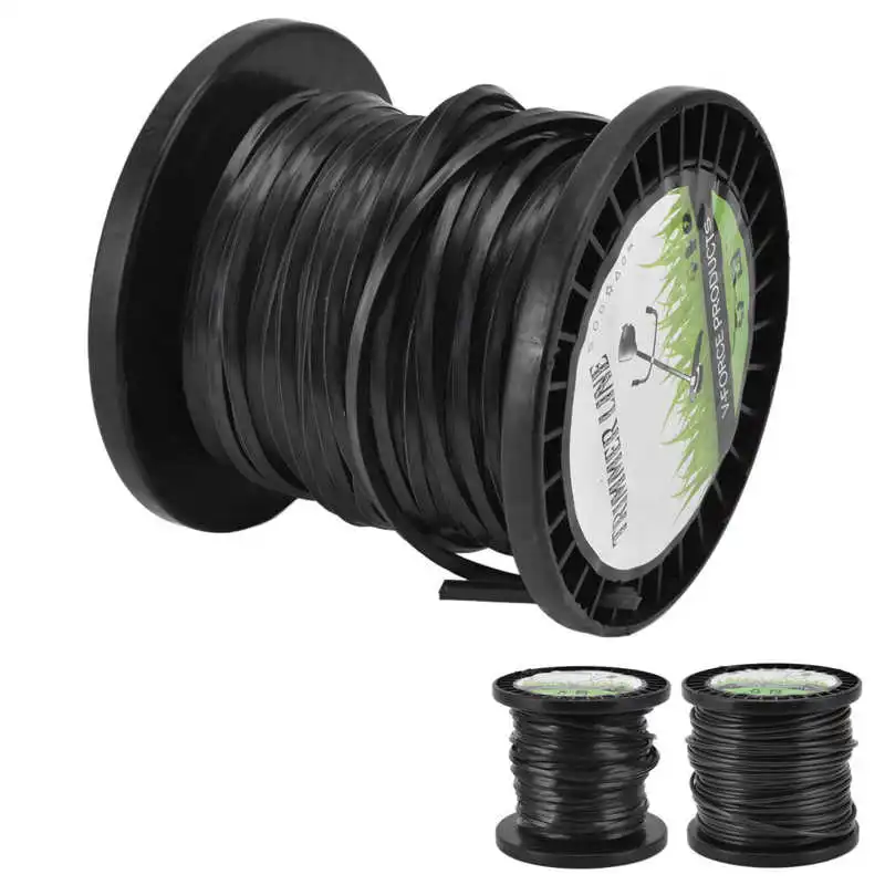 30m 50m Length 3.3mm Diameter String Trimmer Line Low Noise Quadrate Black Trimmer Line For Lawn Mower