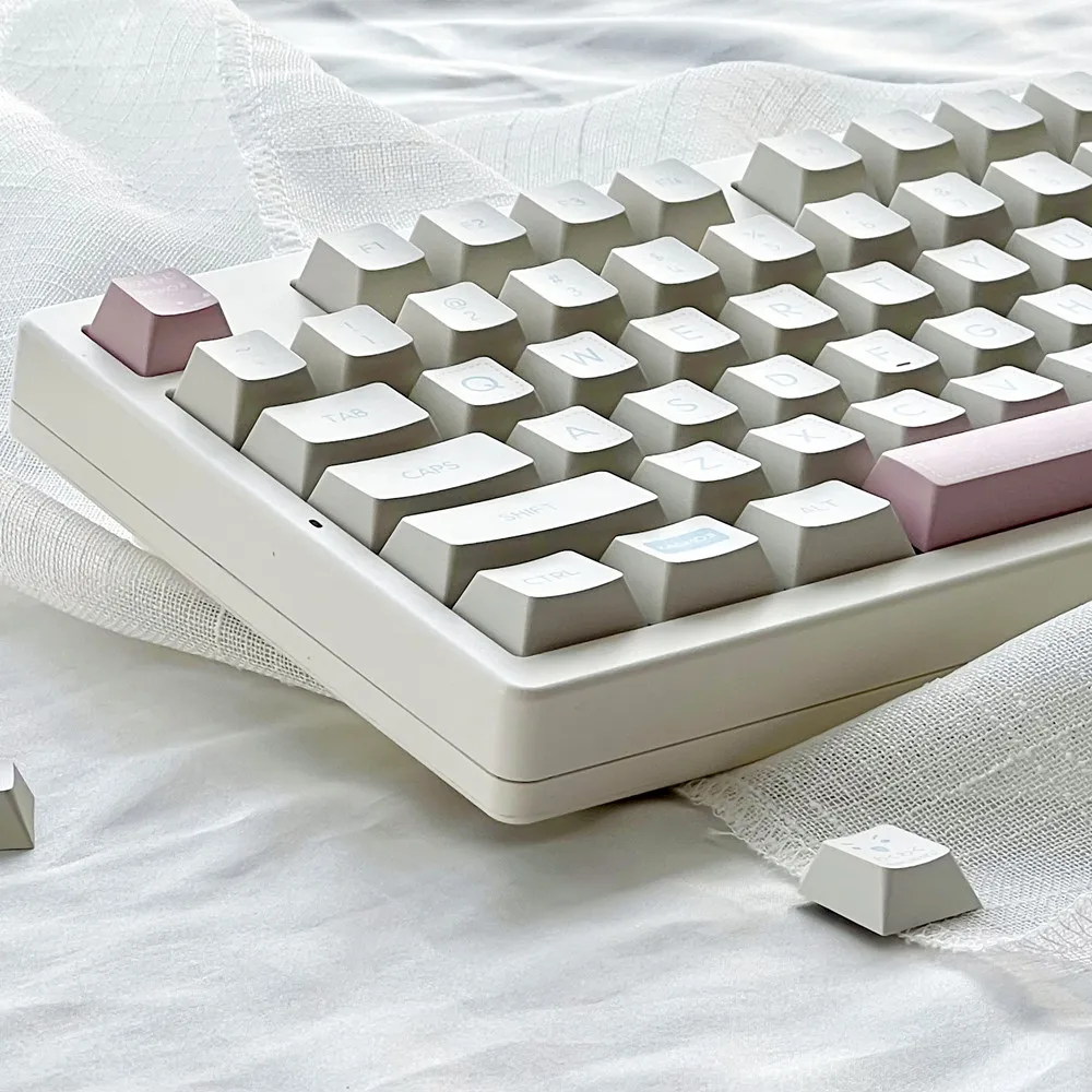 Mechanical Keyboard Keycaps Pbt Milk White Kaomoji Set 140 Keys_voghion.com